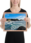 Bodega Bay Coastal Wall Art – Framed Ocean Photography Print – California Nature Landscape Poster – Seascape Decor for Living Room or Bedroom - (11x14 inches) - Wooden Framed (Red Oak)