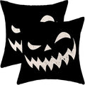 Halloween Pillow Covers 18x18 inches Set of 2 Spooky Black Decorative Throw Pillow Covers Outdoor Autumn Halloween Decoration Pillowcase Farmhouse Decorative Linen Cushion Case for Sofa Couch