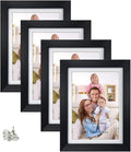 Giftgarden 5x7 Picture Frame Set of 4, 6x8 Matted to Display 5 by 7 Photo with Mat or 6 by 8 without Mat for Wall or Tabletop, Black