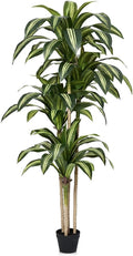 Artificial Dracaena Tree 6FT - Tall Faux Floor Plant with UV-Resistant,Artificial Plants with Lifelike Leaves,Potted Fake Trees for Home, Living Room,Indoor & Outdoor Decor,VN123(Yellow)