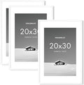 20x30 inch Picture Frame, 20x30 Photo Frames with 16x24 Removable Mat - High Definition Plexiglass - Vertical and Horizontal Display - Wall Hanging Poster Frame - White, 3 Pack