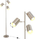 Tree Floor Lamp with 3 Light Bulbs,Nickel Standing Tall Pole Lamp with 3 Adjustable Rotating Lights,Farmhouse Floor Lamp for Living Room Bedroom Office,Vintage Standing Lamp 9W E26 LED Bulbs Included.