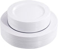 FLOWERCAT 60PCS White Plastic Plates - Heavy Duty White Disposable Plates for Birthday Party/Wedding -serve for 30 guests Include 30PCS 10.25