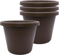 The HC Companies Classic Round Plastic Plant Pot w/Rolled Rim - Lightweight & UV Resistant Flower Pot for Herbs & More - Outdoor & Indoor Plant Pots w/Drainage (8.5 inch Chocolate, Pack of 4)