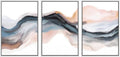 SIGNWIN Framed Canvas Print Wall Art Set Pastel Watercolor Blue Brown Ink Wave Smoke Landscape Abstract Shapes Illustrations Modern Art Decorative for Living Room, Bedroom, Office - 24
