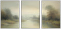 SIGNWIN Framed Wall Art Print Set Misty River Landscape Soft Neutral Nature Scene Photography Modern Art Closeup Relax/Calm Dark for Living Room, Bedroom, Office - 24