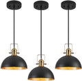 12 Inch Pendant Lights for Kitchen Island Matte Blacks Farmhouse Pendant Light fixtures Adjustable Height Dome Hanging Light for Dinning Room Bedroom Hallway,3 Packs