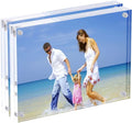 AMEITECH 5x7 Acrylic Photo Frame 2 Pack, Clear Magnetic Picture Frames, 10 + 10MM Thickness Stand in Desk or Table
