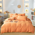 Wellboo Peach Comforter Sets California King Pink Orange Bedding Comforter Sets Solid Grapefruit Color Bedding Cal King Cotton Women Girls Light Orange Quilts Modern Plain Coral Pink Bedding Luxury