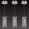 Modern LED Pendant Light, Hanging Crystal Ceiling Fixture Mini Bedroom Bedside Table Small Chandelier with Clear Glass Shade(3 Pack Brushed Nickel)