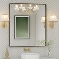 Bronze 30x36 Inch Metal Framed Mirror for Wall, Large Rounded Rectangle Mirror, Anti-Rust, Tempered Glass, Hangs Horizontally or Vertically