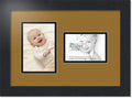 ArtToFrames Collage Photo Frame Double Mat with 1-3.5x5, 4x6 Openings with Satin Black Frame and El Dorado mat.