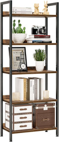 NUMENN Bookshelf, 5 Tier Bookshelves, Home Office Bookcase Shelf Storage Organizer, Free Standing Storage Shelving Unit for Bedroom, Living Room and Home Office, Vintage