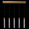 Kitchen Island Lighting Modern Light Fixture Gold Pendant Light Dimmable LED Brass Finish Mini Crystal Pendant Lights for Dining Room Living Room(5-Light)