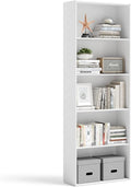 Tangkula 5-Tier Bookcase, 67” Tall Freestanding Bookshelf with 5 Open Shelves, Anti-Toppling Kits, Floor Display Storage Organizer for Living Room, Study, Kitchen, Home & Office (White, 67