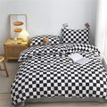 Pureant Black White Plaid Comforter Set Queen Size Black Checkerboard Grid Bedding Comforter Women Men Black and White Grid Quilts Soft Modern Black Buffalo Grid Comforter Boho Checkered Geomertic Bed