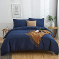 CLOTHKNOW Navy Blue Full Size Comforter Sets 3Pcs Dark Blue Bedding Comforter Sets Women Men Comforter Soft Comforter with 2 x Pillow Cases