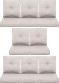8-Piece Outdoor Patio Cushion Set - Fade & Water Resistant with Removable Olefin Cover, 22x24x4 Inch Memory Foam Cushions for Wicker Sectional Sofa – Beige/Buckle