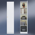 5 Tier Metal Curio Cabinets, Modern Bookshelf Cabinet with 4 Adjustable Shelves, Cabinet Display Case for Home Office, Living Room, Pantry (Black) (White, 15.7