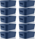Zopeal Plastic Storage Bins 10 Pcs Blue Pantry Organizer Bins Small Baskets Storage Containers for Home Kitchen (8 x 5.7 x 3 Inch)
