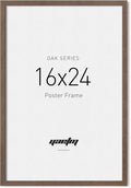 Yaetm Minimalist 16x24 Frame - Brown Walnut, Solid Wood 16x24 Poster Frame for Picture & Art Print, Lightweight, Horizontal and Vertical Wall Hanging for Photo Gallery (Single, Walnut)