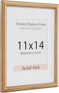 11x14 Picture Frame, Natural Solid Wooden Picture Frames with Tempered Glass, Display 8x10 with Mat or 11 x 14 Without, Vertical or Horizontal Wall Hanging Photo Frame, Natural Oak Color, 1 Pack
