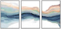 SIGNWIN Framed Canvas Print Wall Art Set Pastel Watercolor Teal Brown Paint Stroke Landscape Abstract Shapes Illustrations Modern Art Decorative for Living Room, Bedroom, Office - 24