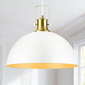 18 Inch White Farmhouse Pendant Lights for Kitchen Island Industrial Pendant Lighting Adjustable Height Vintage Dome Hanging Light Fixtures for Barn, Dining Room