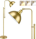 PARTPHONER Industrial Floor Lamp Adjustable, Rustic Farmhouse Reading Lamp in Aged Gold Finish, Modern Standing Lamp with Remote Control Metal Shade for Living Room Bedroom Study Room Office Hotel