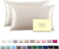 Silk Pillow Cases 2 Pack Soft Breathable and Sliky King Size Pillow Cases Set of 2,Natural Mulberry Satin Silk Pillowcase with Hidden Zipper for Hair and Skin (Beige,20