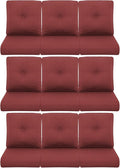 9-Piece Outdoor Patio Cushion Set - Fade & Water Resistant with Removable Olefin Cover, 22x24x4 Inch Memory Foam Cushions for Wicker Sectional Sofa – Red/Buckle