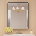 Black 30x36 Inch Metal Framed Mirror for Wall, Large Rounded Rectangle Mirror, Anti-Rust, Tempered Glass, Hangs Horizontally or Vertically
