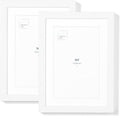 Opposite Wall - Set of 2-5x7 in - White Solid Oak Wood Picture Frames with Mat - Wall Hanging & Tabletop Photo Frame - Pictures Display 4x6 with Mat, 5x7 without - Office, Gallery & Home Decor