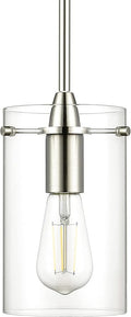 Brushed Nickel Pendant Lights Kitchen Island - Medium Clear Glass Pendant Light Fixture