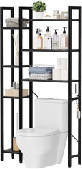OTK Over The Toilet Storage with 7-Tier Bathroom Organizer Shelf, Freestanding Space Saver with Hooks & Adjustable Feet, Storage Rack for Bathroom, Restroom, Laundry, Black