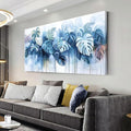 Navy Blue Plant Wall Art for Living Room Office Canvas Painting Prints Nature Artwork Dining Room Bedroom Decor (16x30 Inches)