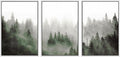 SIGNWIN Framed Canvas Print Wall Art Woodland Nursery Decor Set Fog & Mist Over Green Pine Tree Forest Nature Wilderness Modern Art Chic Landscape for Living Room, Bedroom, Office - 16