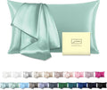 SUATIEN Mulberry Silk Pillow Cases Standard Size Silk Pillowcase for Hair and Skin with Zipper Soft Breathable Smooth Cooling Silk Pillow Case for Sleeping,Gifts for Women (Sage Green,20