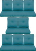 8-Piece Outdoor Patio Cushion Set - Fade & Water Resistant with Removable Olefin Cover, 22x24x4 Inch Memory Foam Cushions for Wicker Sectional Sofa – Peacock Green/Buckle