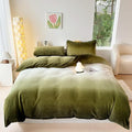 CLOTHKNOW Green White California King Comforter Set Fluffy Velvet Bedding Comforter Sets Soft Comforter with 2 x Pillow Cases