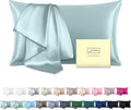 Mulberry Silk Pillowcase for Hair and Skin Pillow Case with Hidden Zipper Soft Breathable Smooth Cooling Silk Pillow Covers for Sleeping (Haze Blue, Kingļ¼20