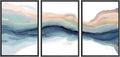 SIGNWIN Framed Canvas Print Wall Art Set Pastel Watercolor Teal Brown Paint Stroke Landscape Abstract Shapes Illustrations Modern Art Decorative for Living Room, Bedroom, Office - 16