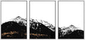 SIGNWIN 3 Piece Framed Canvas Wall Art Black and White Mountain Tops Photo Nature Wilderness Illustrations Abstract Traditional Home Artwork Decoration for Living Room,Bedroom - 24