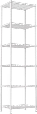 REGILLER 6 Wire Shelving Steel Storage Rack Adjustable Unit Shelves for Laundry Bathroom Kitchen Pantry Closet(White,11.7