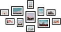 WOOD MEETS COLOR Wall Photo Frames, Including White Picture Mats and Installation Instruction, Set of 11 Collage Frames, 3-8x10 Inches, 8-5x7 Inches (Black)