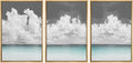 SIGNWIN 3 Piece Framed Canvas Wall Art Clouds Above The Blue Ocean Nature Wilderness Illustrations Abstract Traditional Relax/Calm Home Artwork Decoration for Living Room,Bedroom - 16