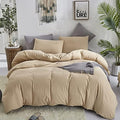 CLOTHKNOW Champagne King Size Comforter Set 3Pcs Beige Bedding Comforter Sets All Season Light Brown Comforter Taupe Comforter with 2 x Pillow Cases