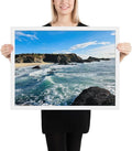 Bodega Bay Coastal Wall Art – Framed Ocean Photography Print – California Nature Landscape Poster – Seascape Decor for Living Room or Bedroom - (18x24 inches)- Wooden Framed (White)