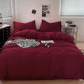 Wellboo Burgundy Comforter Set California King Dark Red Bedding Set Cal King Claret Wine Quilt Soft Crimson Blanket Quilts Rish Solid Deep Red Comforter Breathable Cozy Bedding for All Seasons