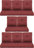 8-Piece Outdoor Patio Cushion Set - Fade & Water Resistant with Removable Olefin Cover, 22x24x4 Inch Memory Foam Cushions for Wicker Sectional Sofa – Red/Buckle